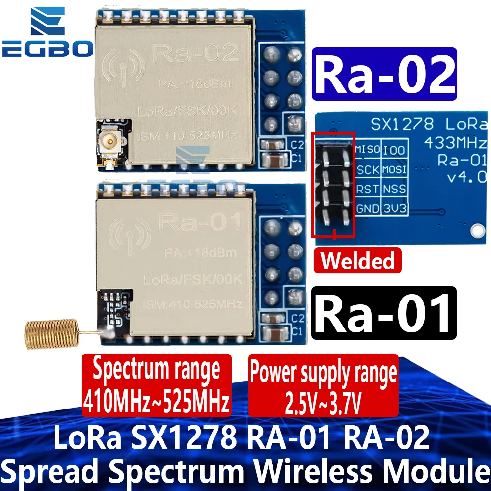1 ~ 5 Buah LoRa SX1278 RA-01 RA-02 Modul Nirkabel Spektrum Penyebaran 433MHz Port Seri Nirkabel Antarmuka SPI dengan Antena untuk Arduino