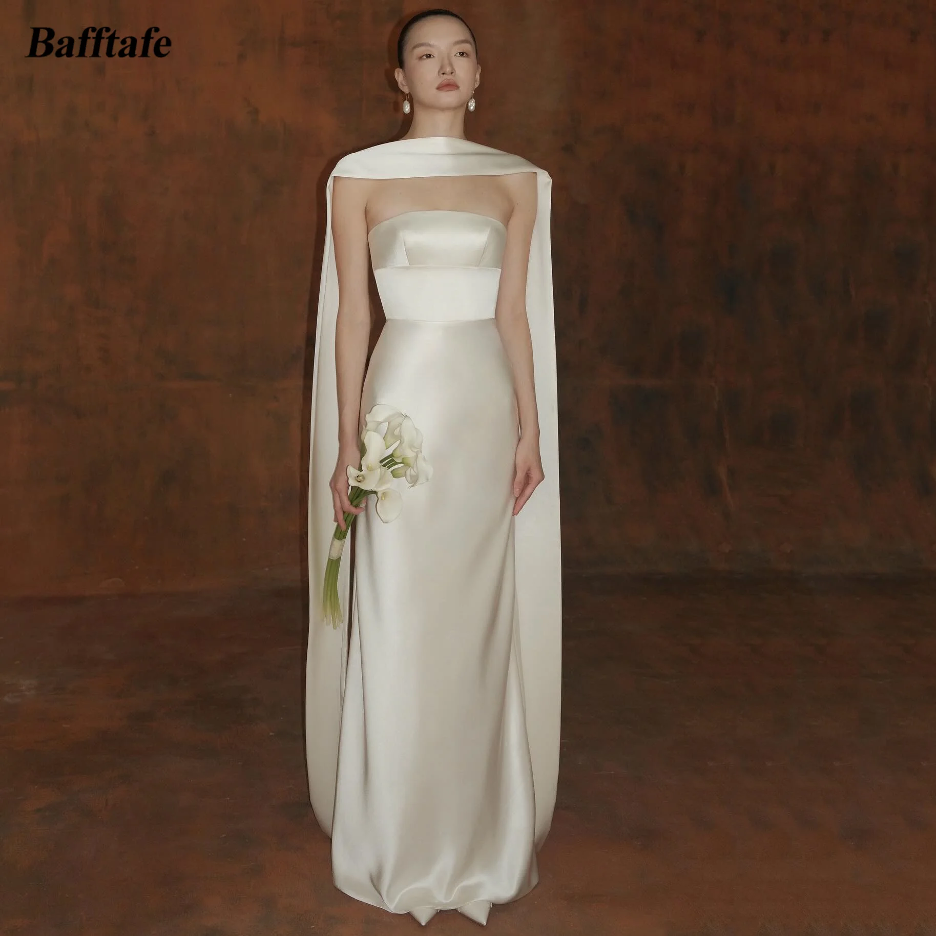 Bafftafe personalizado macio cetim vestidos de casamento noiva com envoltório espartilho coreia vestidos de noiva formal festa de casamento fotografia vestido