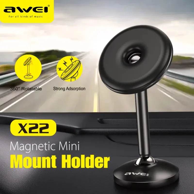 

Awei X22 Magnetic Mini Mount Holder Car Phone Holder Cellphone Bracket Vehicles Mount Stand For iPhone Xiaomi Huawei Samsung