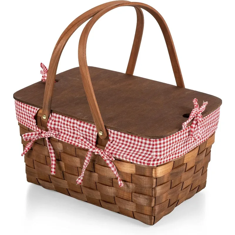 

Handwoven Wood Picnic Basket