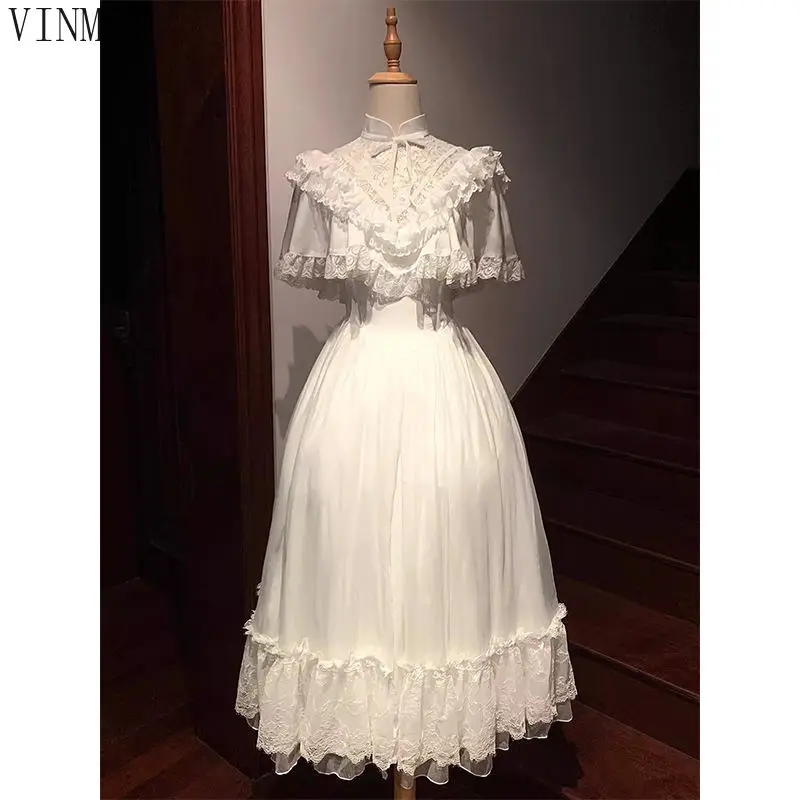2025 Coffee Breakภาษาฝรั่งเศสคําสีขาวแขนฟองชุดเด็กฤดูร้อนFiditive Princess Vintageชุดสีขาว