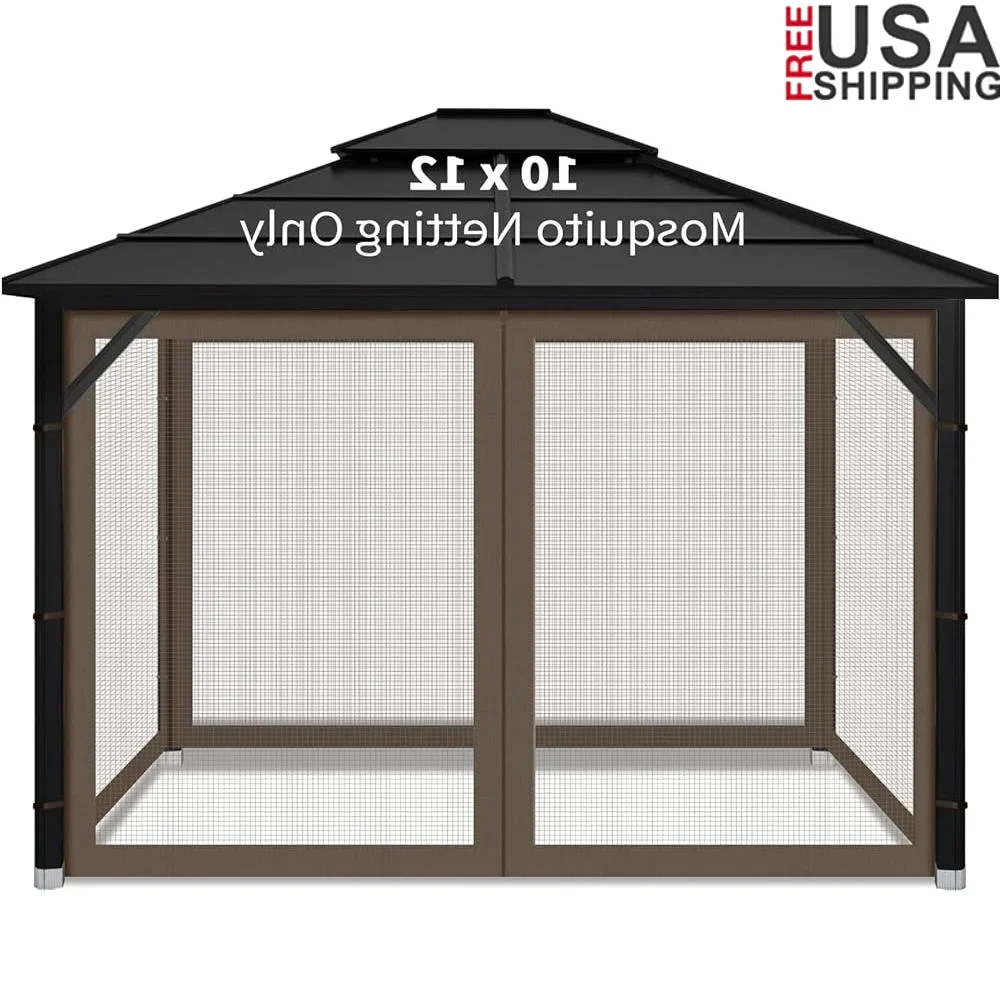 

Universal Outdoor Gazebo Replacement Mosquito Netting 4-Panels Screen Sidewalls Zipper Privacy Garden Yard Canopy Accessories