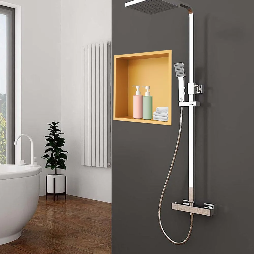 

Gold Bathroom Shelf Organizer Stainless Steel Recessed Shower Storage Shelf 13in