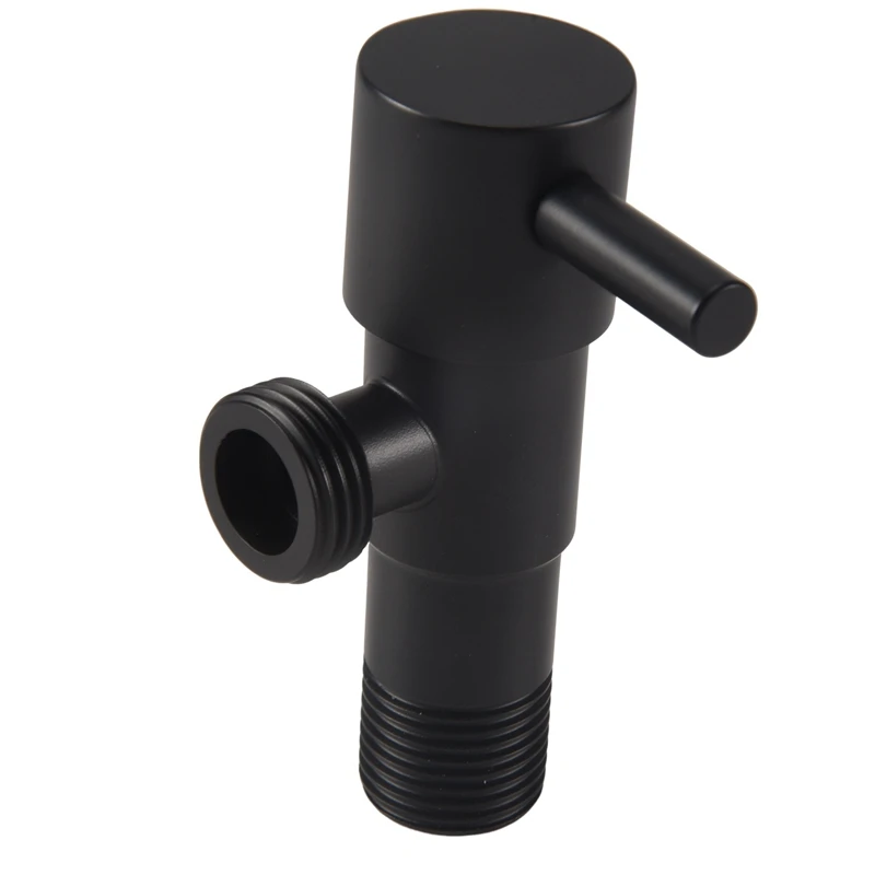 ABXH صمام زاوية أسود 304 صمام إيقاف مياه الفولاذ المقاوم للصدأ مانع للتسرب المياه الباردة والساخنة ملحقات الحمام العامة