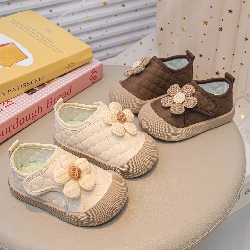 Fashion Girls' Shoes 2026 Autumn New Kids Bow Casual Shoes Comfort Anti Slip Girls Flat Shoe Simple Versatile Baby First Walkers