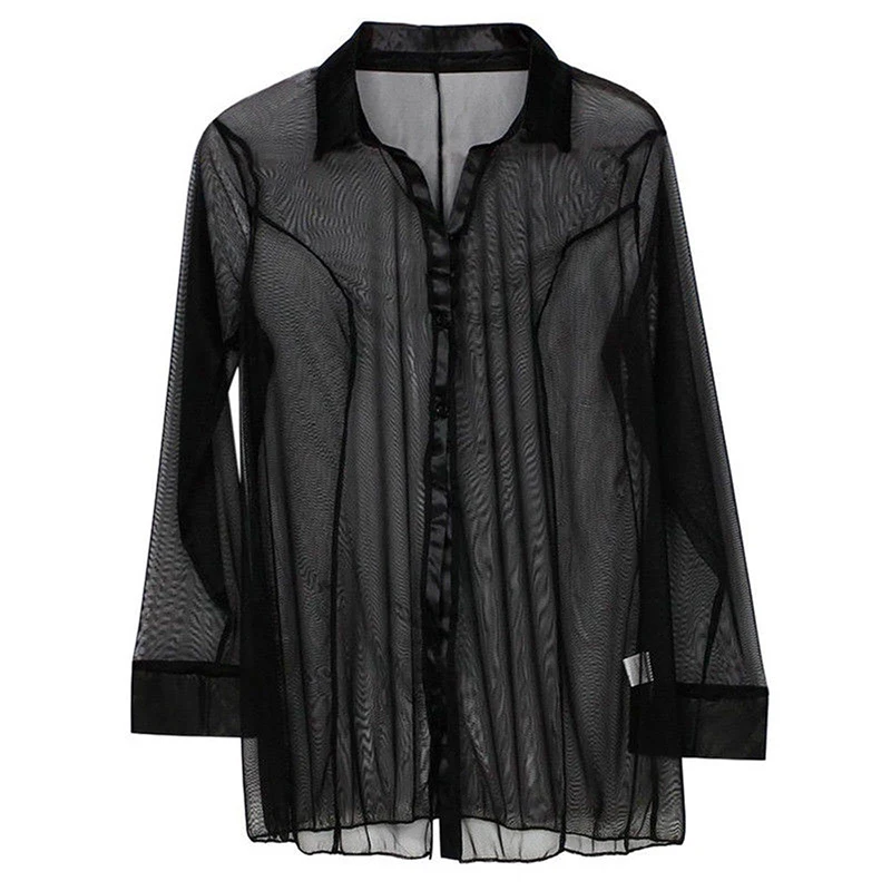 

Женская домашняя утягивающая сексуальная прозрачная рубашка с длинными рукавами, пижамы, женские сексуальные домашние повседневные пижамы