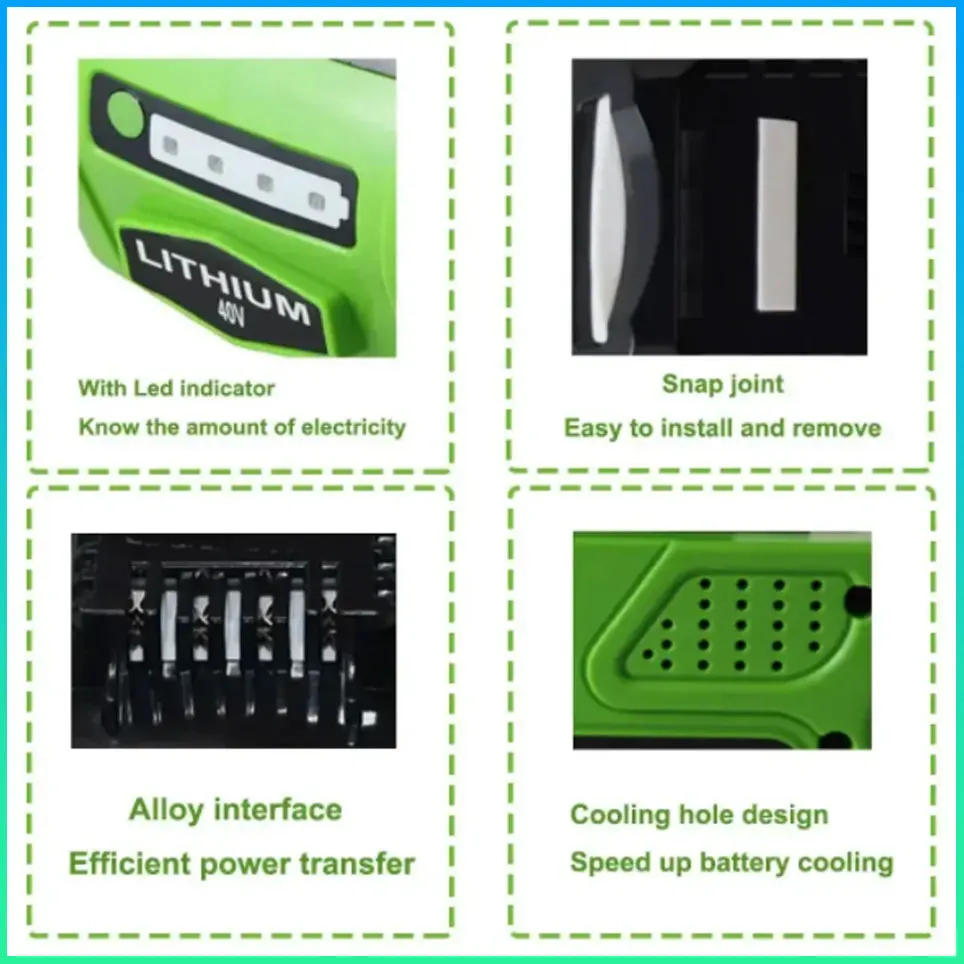 40V  Li-ion Rechargeable Battery 40V 6000mAh For GreenWorks 29462 29472 29282 G-MAX GMAX Lawn Mower Power Tools Battery