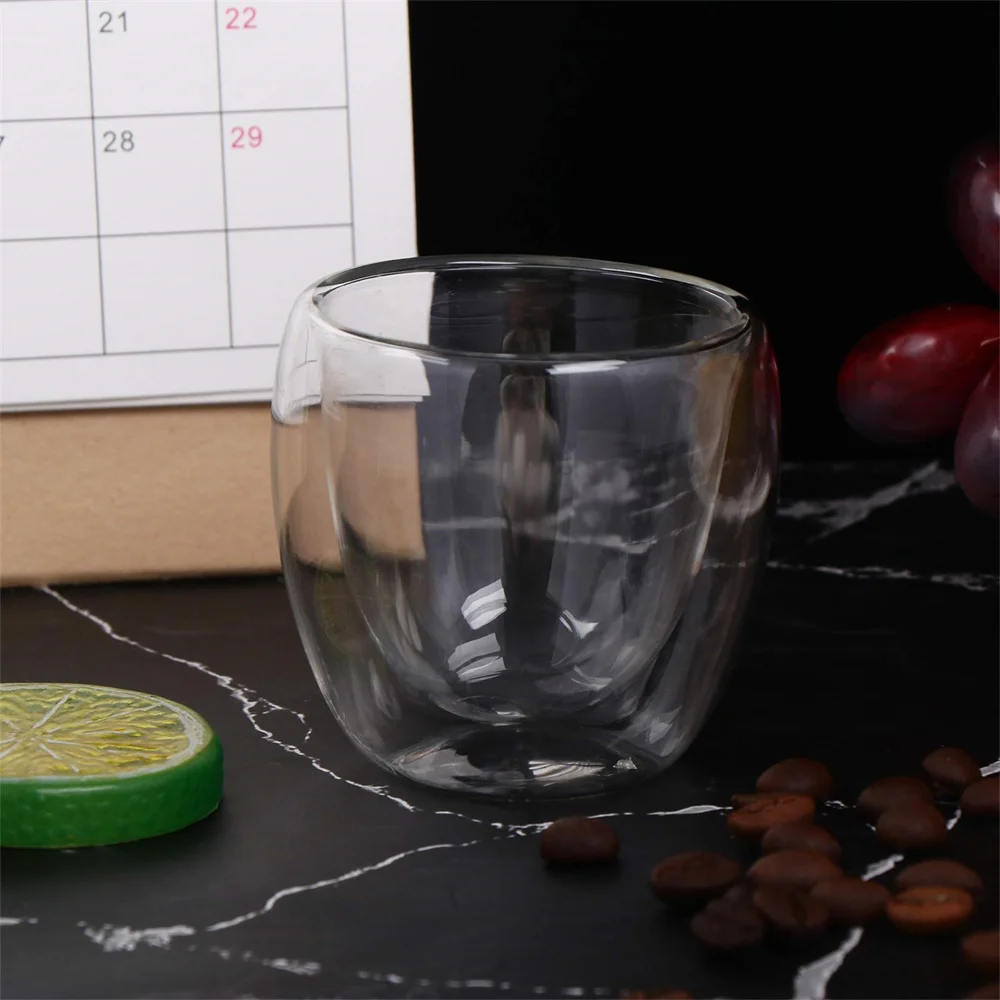 5 Sizes 6 Pack Clear Double Wall Glass Coffee Mugs Insulated Layer Cups Set for Bar Tea Milk Juice Water Espresso Shot Glass