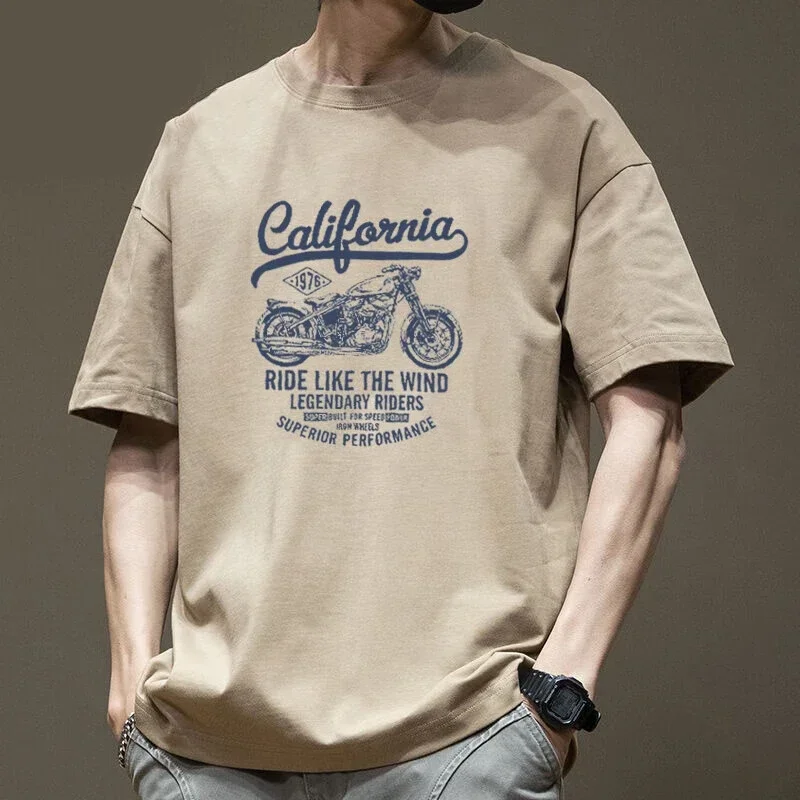 

Short Sleeve T-Shirt Men's Japanese Simple Cotton Heavy T-Shirt Loose Trend Versatile American Casual Clothes Summer fashion