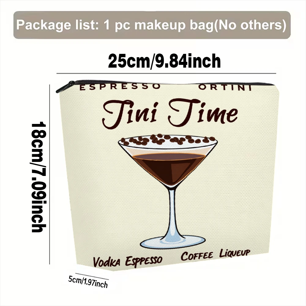 Espresso Martini Tini Time Vodka Espresso Coffee Liqueur Makeup Bags for Girls Cosmetic Pouch Toiletry Bag Pencil Case Travel
