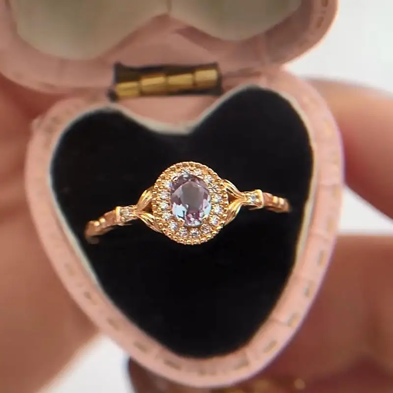 

S925 Silver Rings for Women Vintage Party Accessories Natural Oval Gemstone Fine Jewelry 18K Gold Plated Bijoux