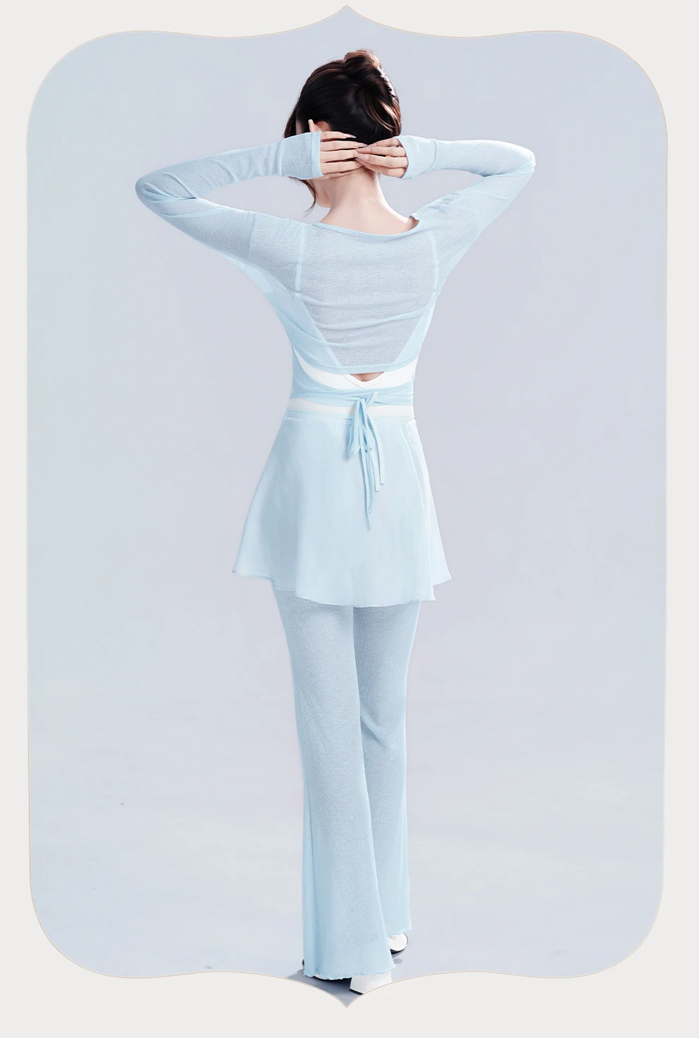 Transparentes Ballett-Tanzoberteil mit langen Ärmeln aus Mesh für Erwachsene, Überwurf für Damen-Tanzkleidung – Detail 12