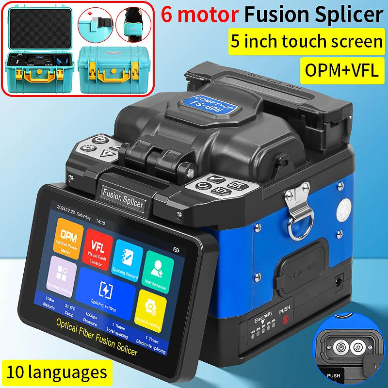 

COMPTYCO FS-60E/L-90C Fiber Optic Fusion Splicer 6 Motors Multilingual Touch Screen Fiber Core Welding Machine Built-in OPM VFL