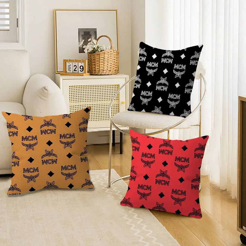 Funda de cojín de la famosa marca de moda M-MCM, cojines de poliéster para sofá, cojines decorativos, funda de almohada para decoración del hogar