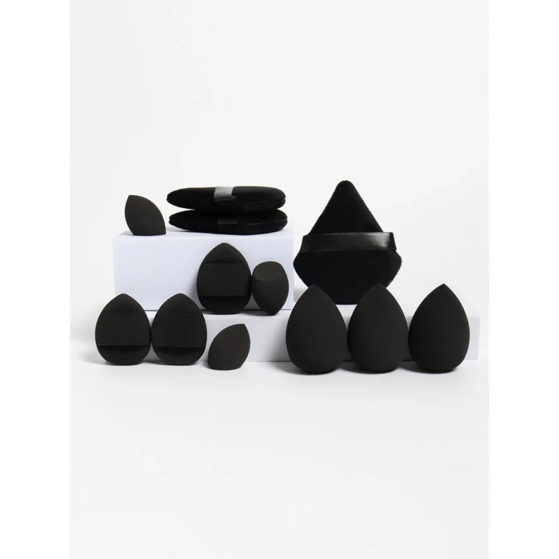 مجموعة إسفنجة مكياج متعددة الأغراض مكونة من 12 قطعة، مصنوعة من 3 منتفخ لبودرة سائبة، و3 منتفخات وسائد هوائية صغيرة، و3 بيضات تجميل و3 جمال صغير