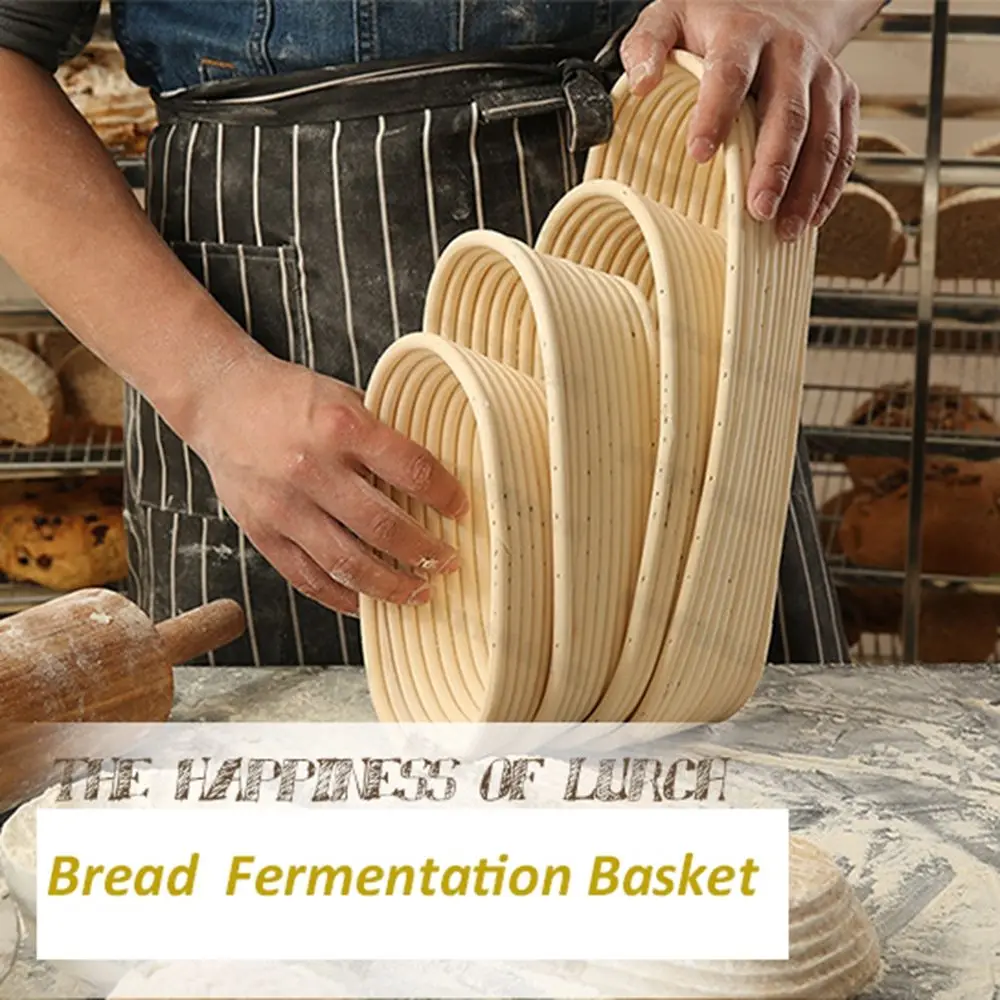 7 Sizes Handmade Wicker Rattan Basket Creative Oval Dough Rising Basket Natural Durable Liner Baskets