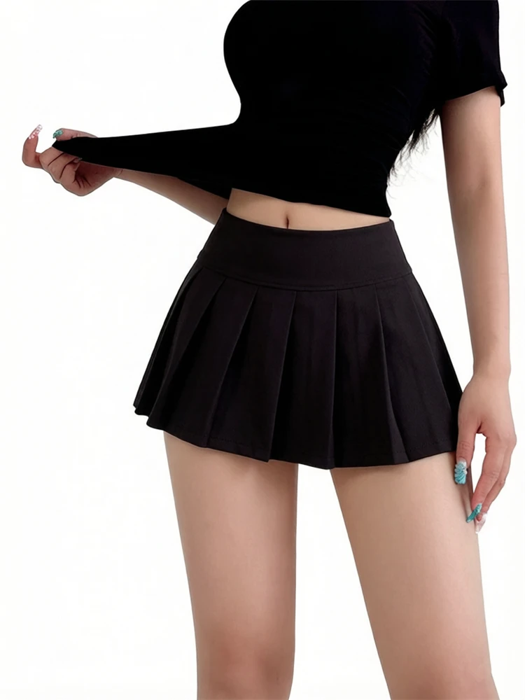 New Women Pleated Mini Skirt High Waist A-Line Skater Skirt Korean Preppy Campus Style Sweet Y2K Kawaii School Girl Fashion