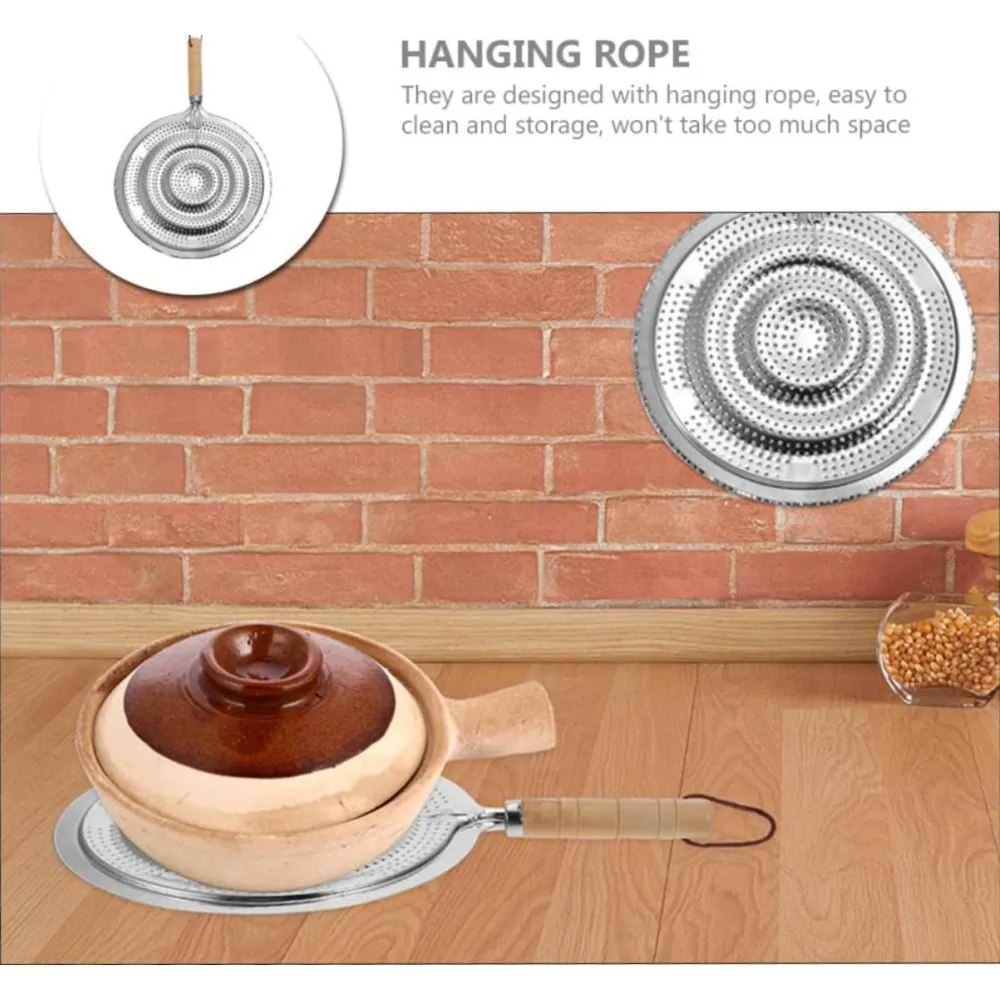 أوانٍ من الستانليس ستيل منصات إجراء الحرارة منصات مقابض خشبية المنزلية مقاومة للحرارة منصات عازلة للحرارة أواني المطبخ #4