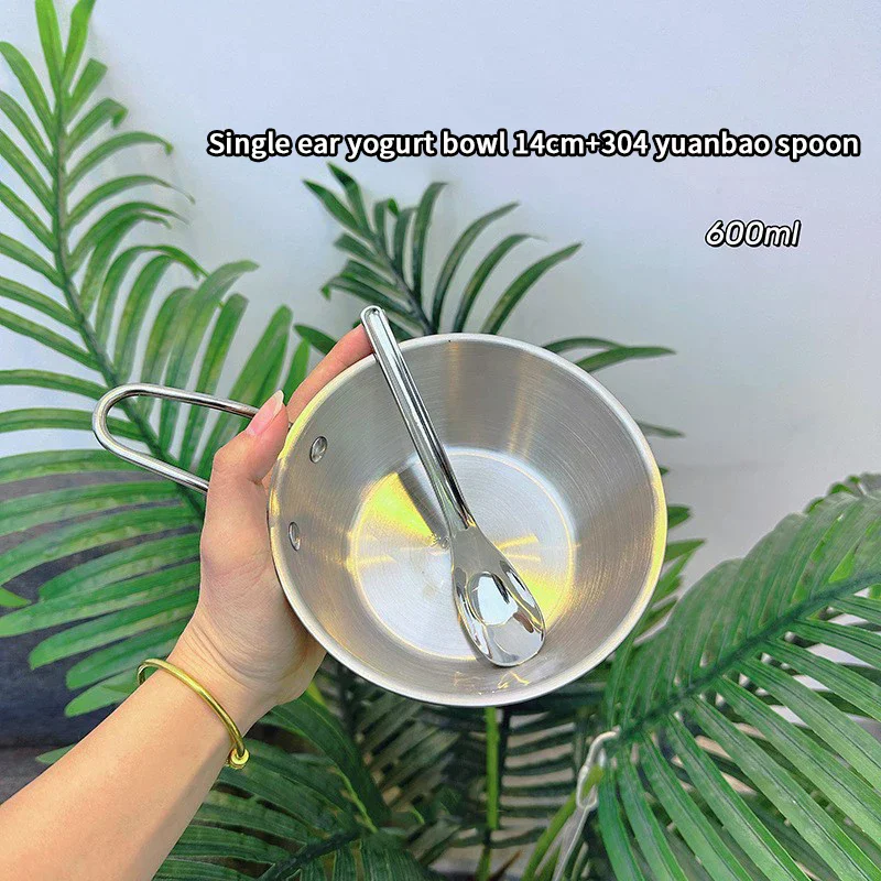 Solo Item Korean Culinary Style Bowl; Lasting Stainless Steel Rice Wine Cup; Double-Fisted Snacks Plate; Instant Ramen Bowl