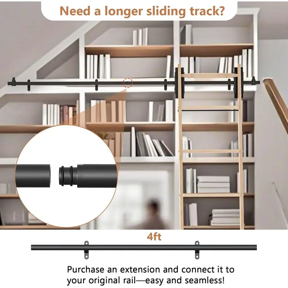 12FT Extention Track for Sliding Library Ladder Hardware, Track Only