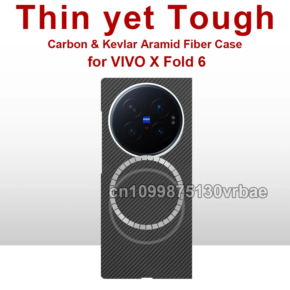 Für vivo X Fold 6 Hülle Rückabdeckung Rahmen 600D Aramid Kohlefaser 1500D Rahmen Hartschale Rückseite Magnetische Abdeckung