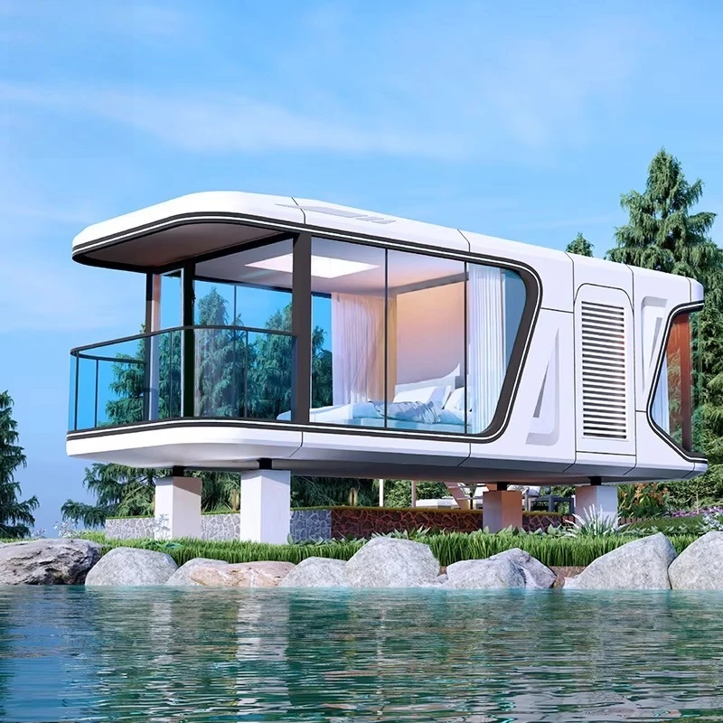 كبسولات منزلية متنقلة مستوحاة من الفيلات الفولاذية الجاهزة، مناسبة للسفر وفنادق المنتجع