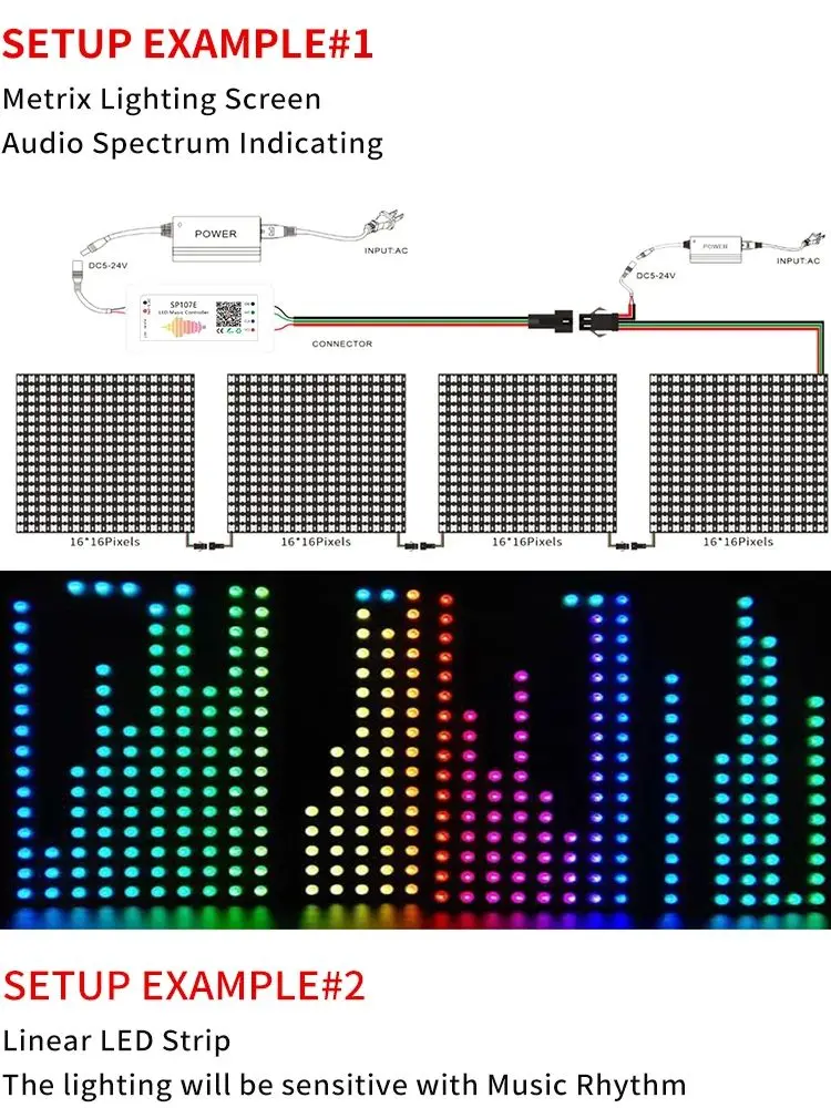 WS2812 2811 Led Pixels Light Strip Controller COB SK6812 SP105E SP107E SP108E SP110E Bluetooth/WIFI/Music Tuya Smart APP 12V 24V