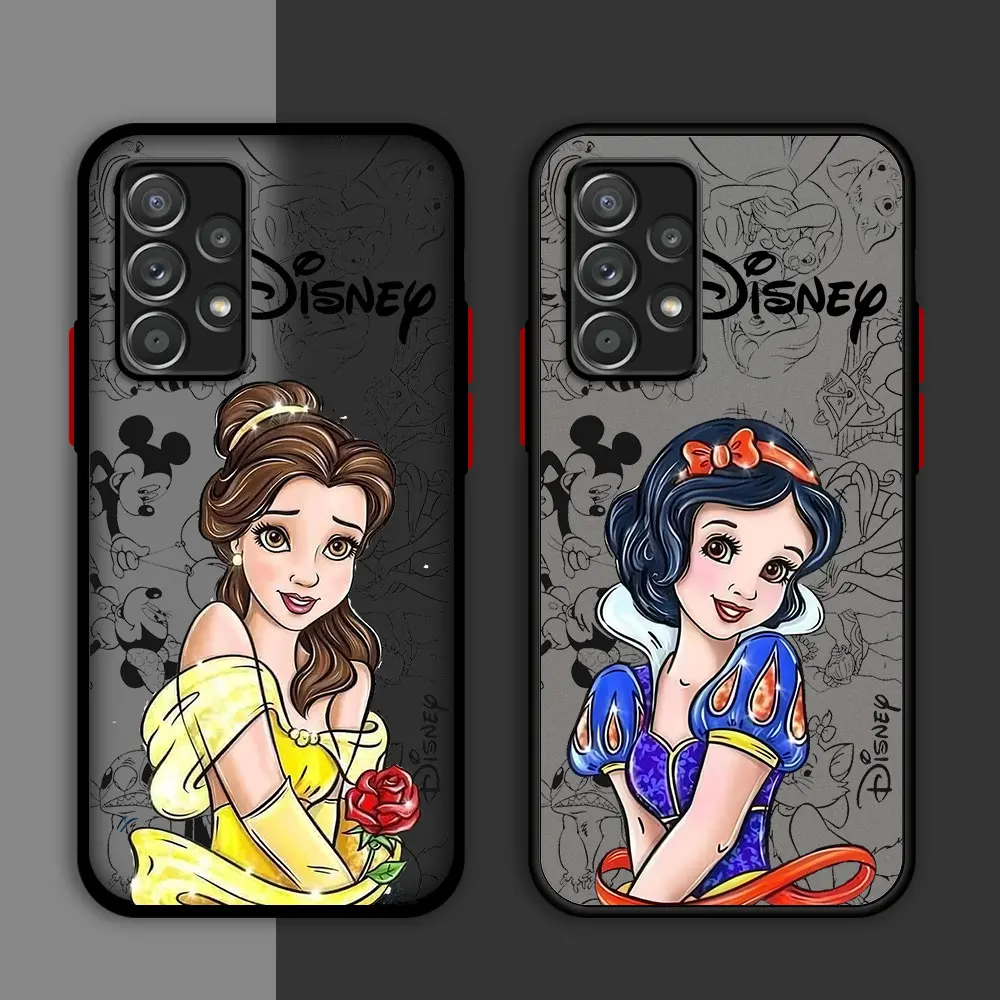 Case for Samsung Galaxy A54 A52 A14 A53 A34 A13 A12 A32 A21s A23 A51 A33 A71 A70 A50 A22 Matte Phone Cover Princess Disney Funda