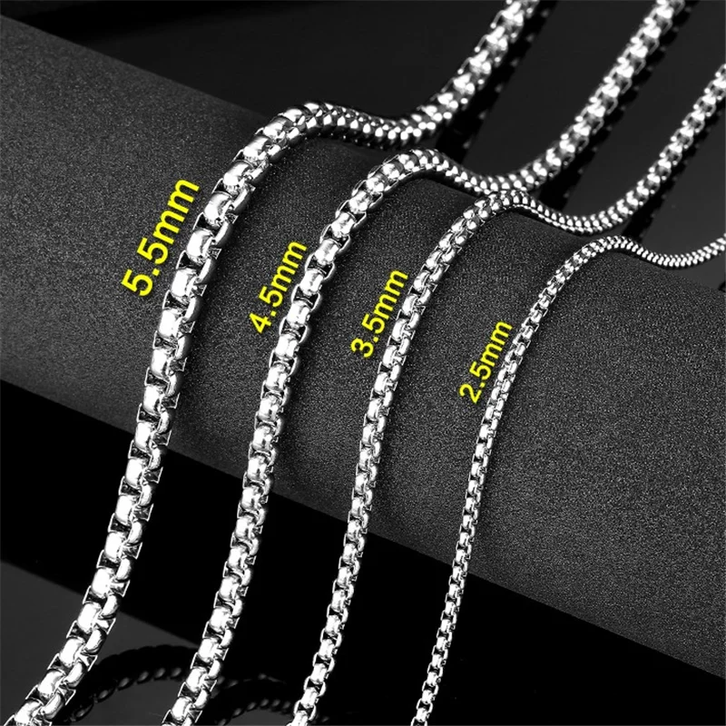 Twist 2.5mm-4.5mm Box Necklace 316L Stainless Steel Jewelry  Waterproof Men Women Box Chain
