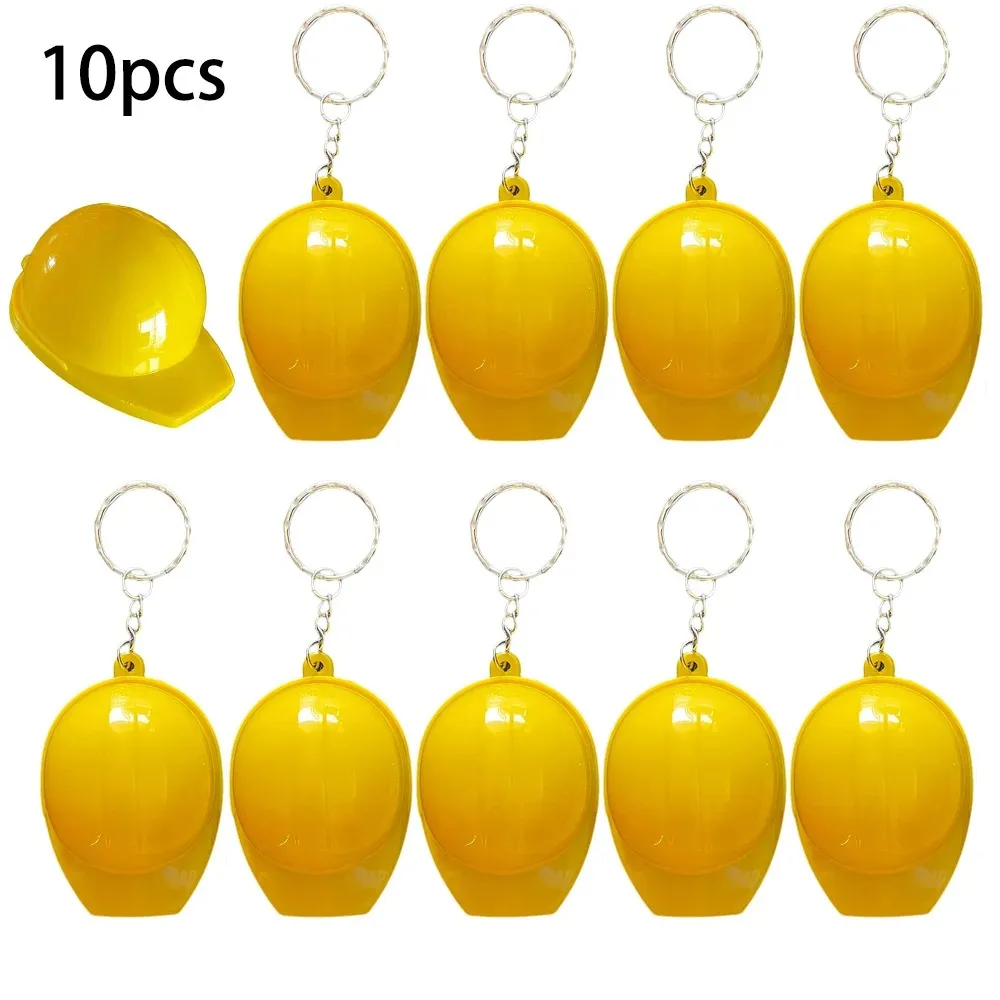 10Pcs Construction Party Bottle Opener Keychain Helmet Mini Safety Hat Keychain Construction Themed Birthday Gifts Prizes Favors