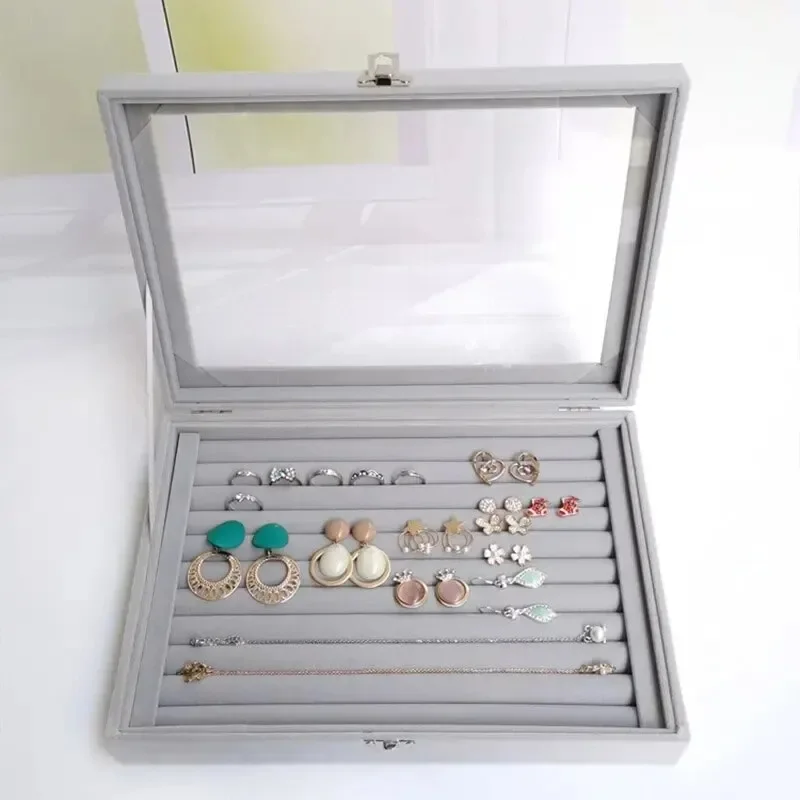 1PC Jewelry Storage Box Wholesale Home Jewelry Display Box With Covered Necklace Ring Jewelry Organizer