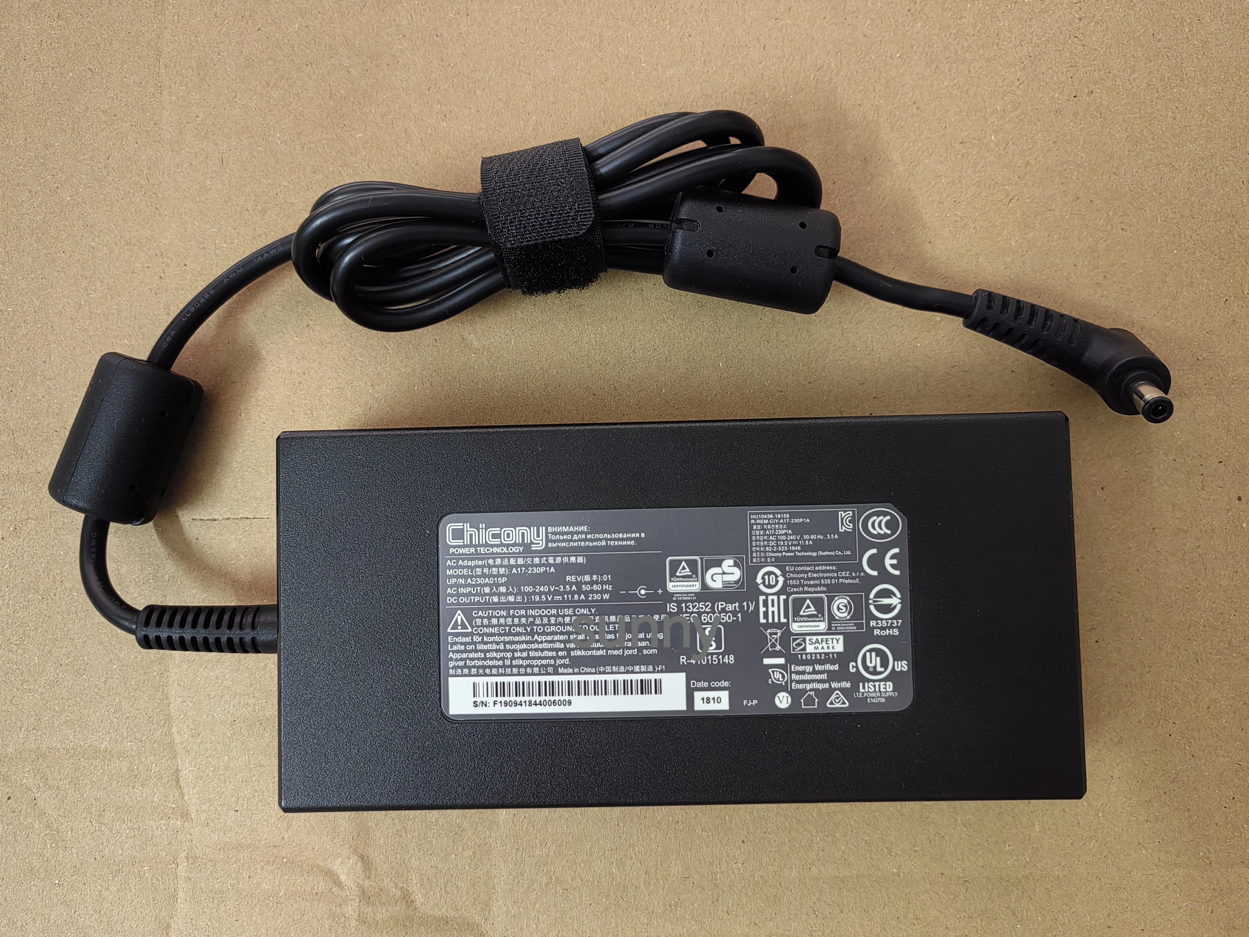 NEW OEM Chicony 19.5V 11.8A A17-230P1A 5.5mm*2.5mm 230W 180252-11 For Eluktronics RP-15 G2 RTX4070 Laptop AC Adapter