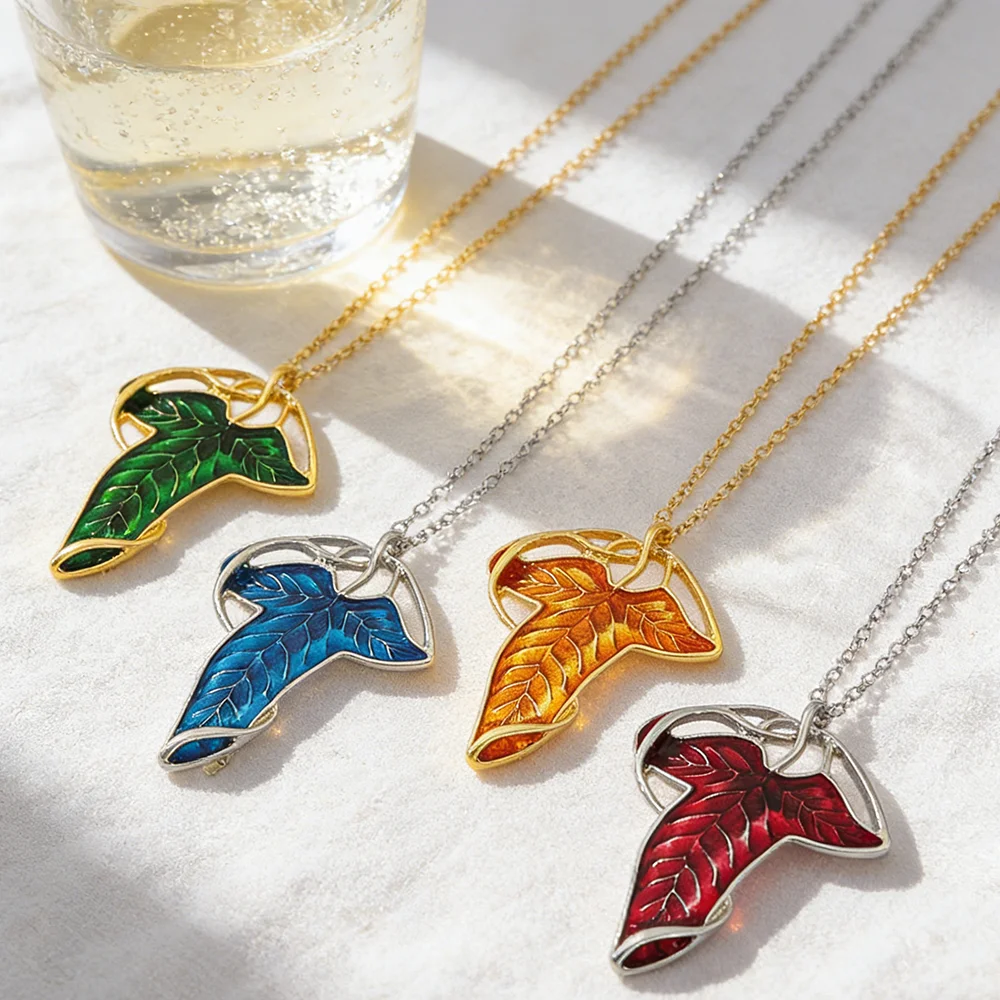 Fashion Classic Movie Leaf Enamel Pendant Necklace Creative Personality Jewelry Gift for Cosplay Props Accessories