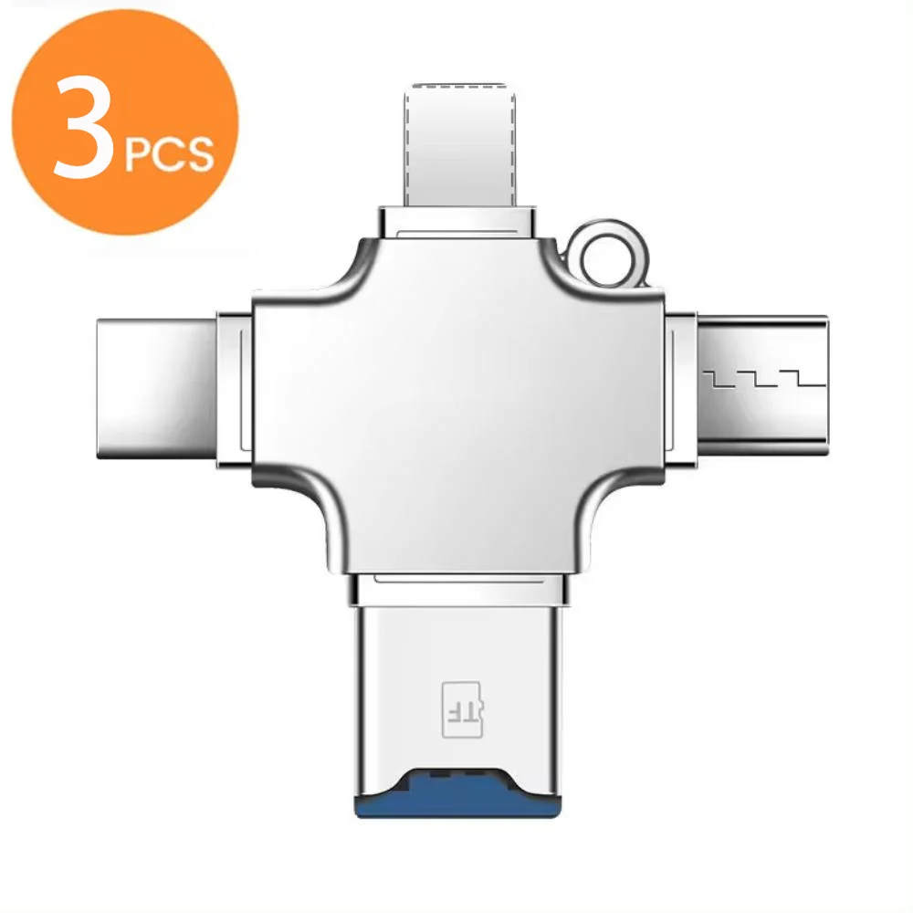 4-in-1 Multi-Port-Kartenleser Lightning USB Typ C Tragbarer Konverter Kompatibel mit iPhone iPad Android Mac PC Kamera
