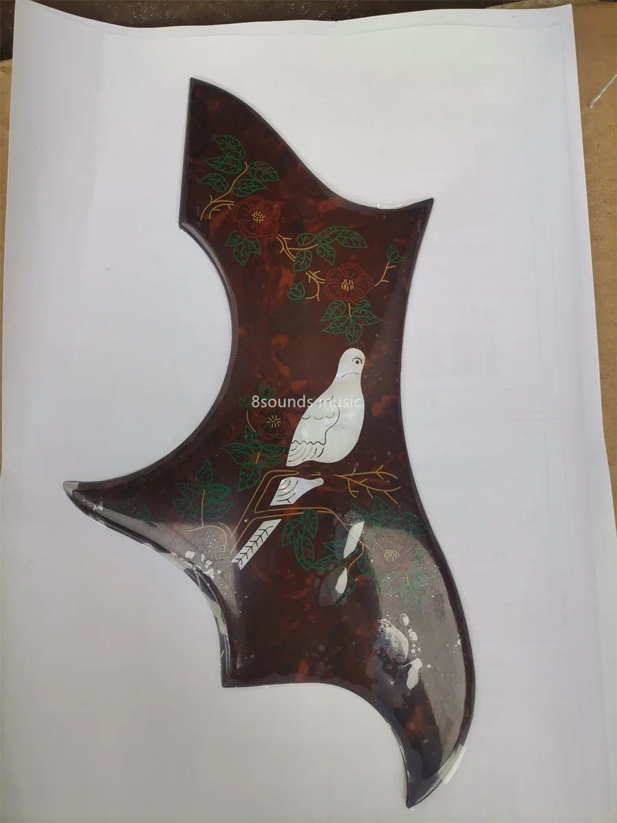 free shipping top quality 2mm thickness original guitar pickguards self sticker pearl bird do veguitar pickguard