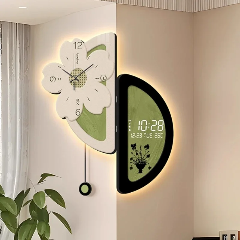 Modern Luxury Large Size Wall Clocks Wood Wall Clocks Elegant Living Room Clock Home And Decoration Clock Corner Electronic