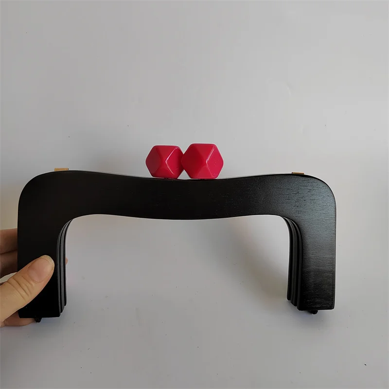 22X10 Cm Black Candy Wooden Bag Purse Frame Wood Clip Bags Handle DIY Handmade Sewing Brackets Handles for Making Handbag