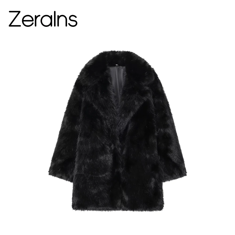 ZERAINS 2025 خريف وشتاء جديد فضفاض طوق الفرنسية الاجتماعية تقليد فرو المنك تأثير الفراء الاصطناعي سترة قصيرة #2