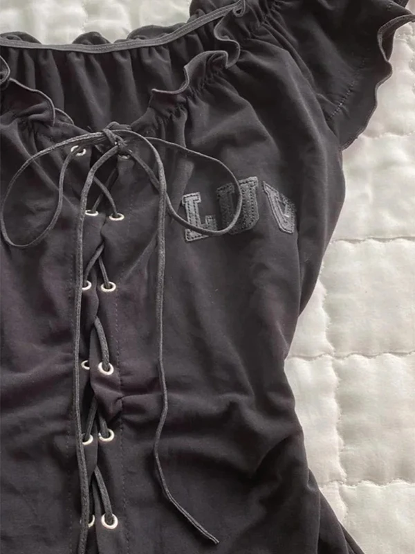 Bla bois oreille gilet haut polyvalent américain Sle rétro Vintage filles coton mélange décontracté été Faion femmes gilet