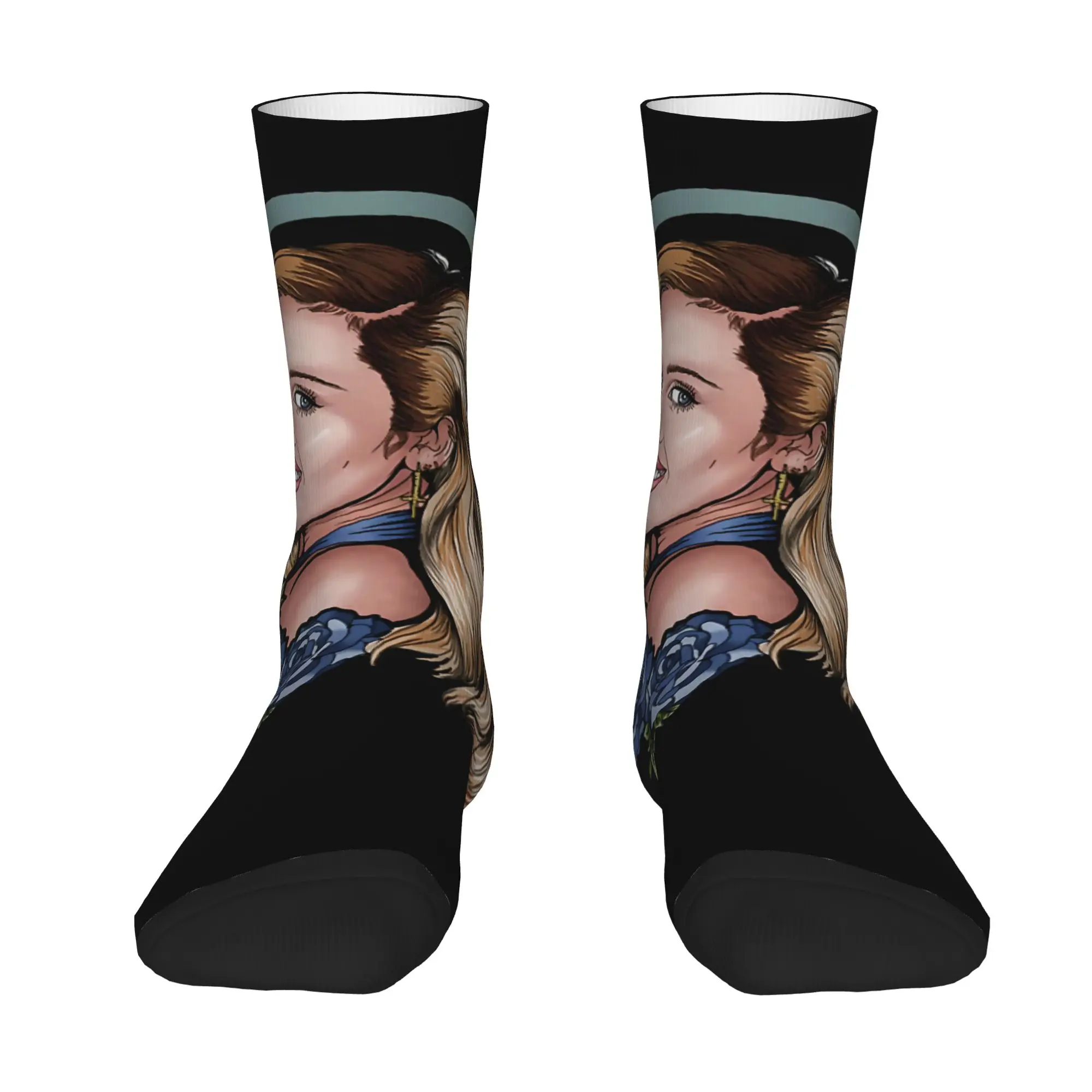 1 Pair Hip Hop Retro Gradient Halo Blonde Lady Blue Rose Crazy Men's Sock M-Miley And Cyrus Harajuku Pattern Printed Funny Sock