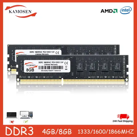 KAMOSEN DDR3 4GB 8GB 16GB ordinateur de bureau Ram PC3 1333 1600 1066 1866MHZ 1.5V dimm RAM mémoire de bureau