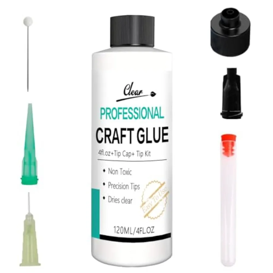 Craft Glue and Precision Tips, Craft Glue Bottles with Fine Tip, Quick Dry Clear, Strong Tacky Glues, Fabric Adhesive Permanent