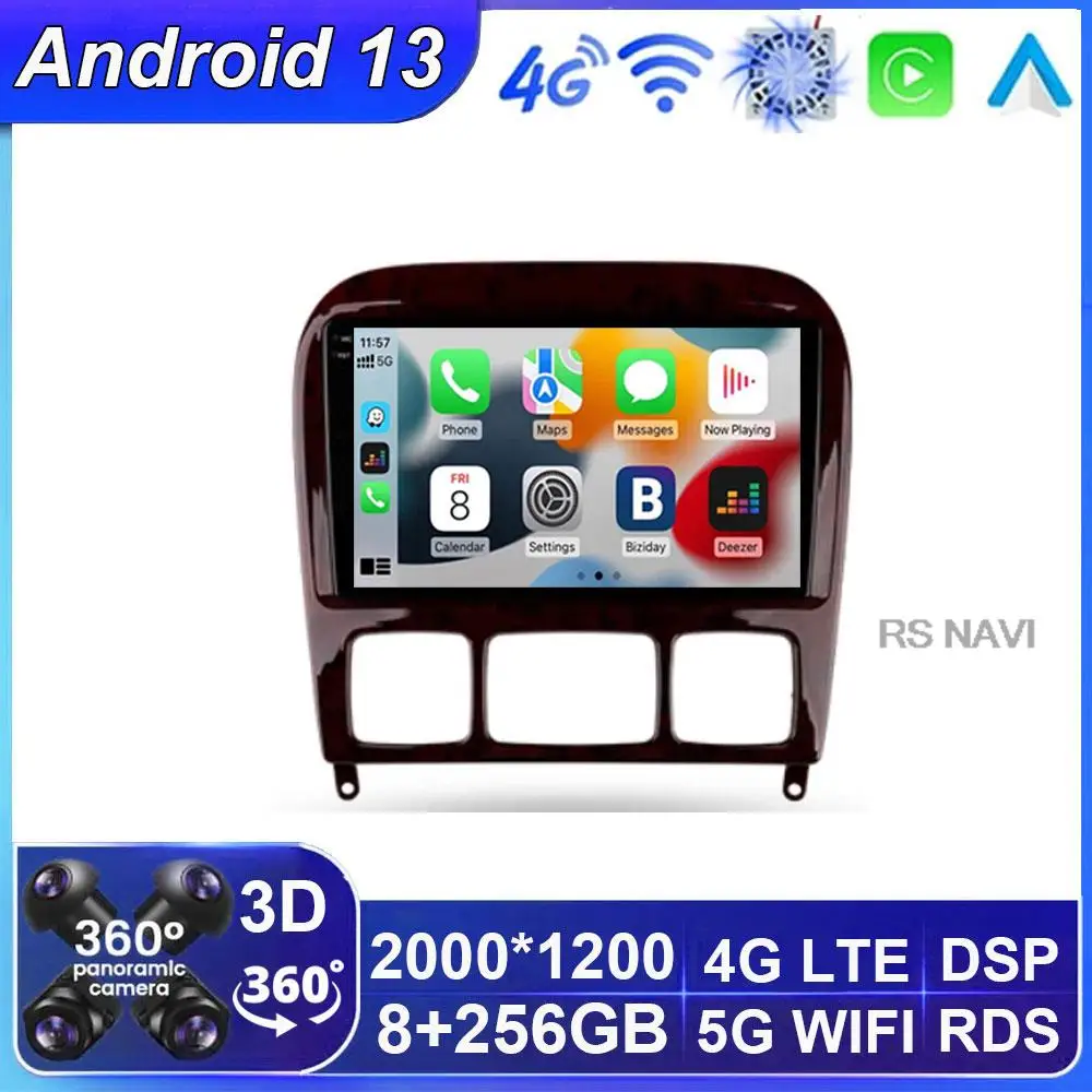 

Android 13 Audio DSP Stereo GPS Navigation For Mercedes Benz S-Class S Class W220 VV220 1998 - 2005 Wireless Carplay Auto