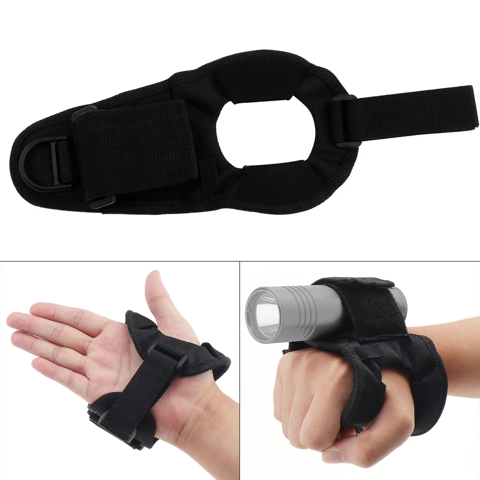 Universal Adjustable 225x105mm Scuba Dive Lights Wrist Strap, Nylon Diving Flashlight Glove LED Flash Light Parts