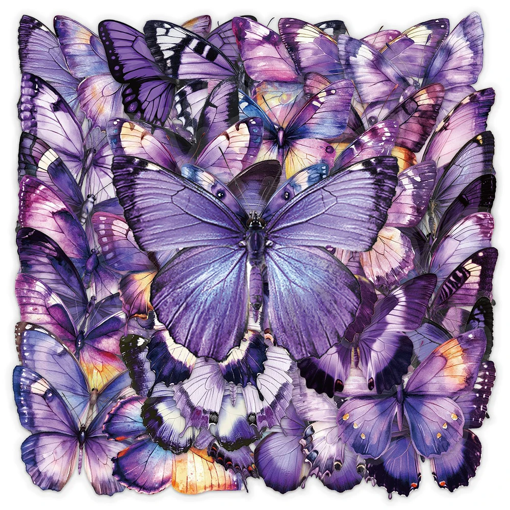 10/30/50pcs Purple Cute Animal Butterfly Stickers Aesthetic Graffiti Decals DIY Suitcase Phone Guitar Waterproof Cartoon Sticker