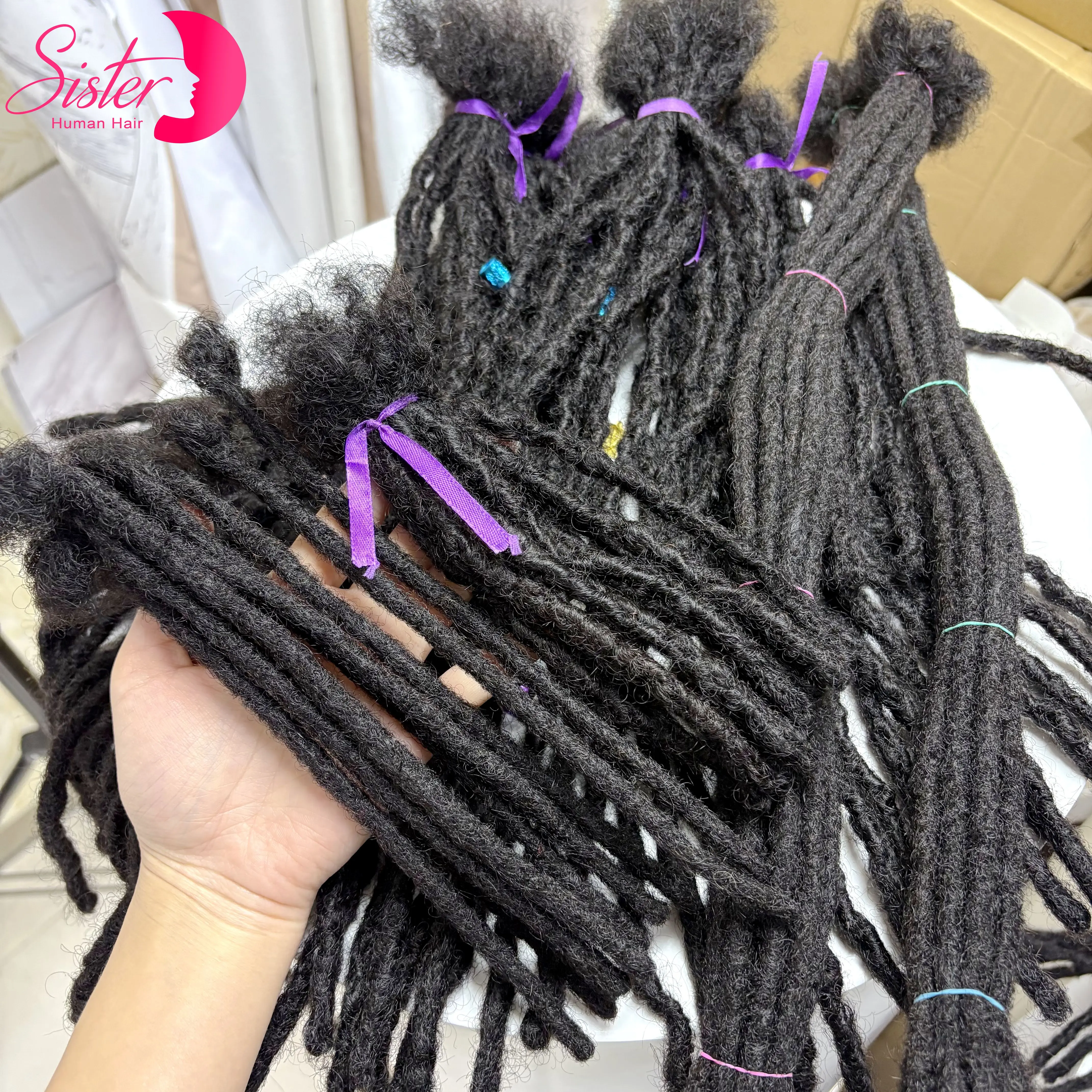 8-14inch 50 Strands Natural Loc Extension Human Hair with Curly Ends 100% Human Hair Loc Dreadlock Extension for Men Women Kids