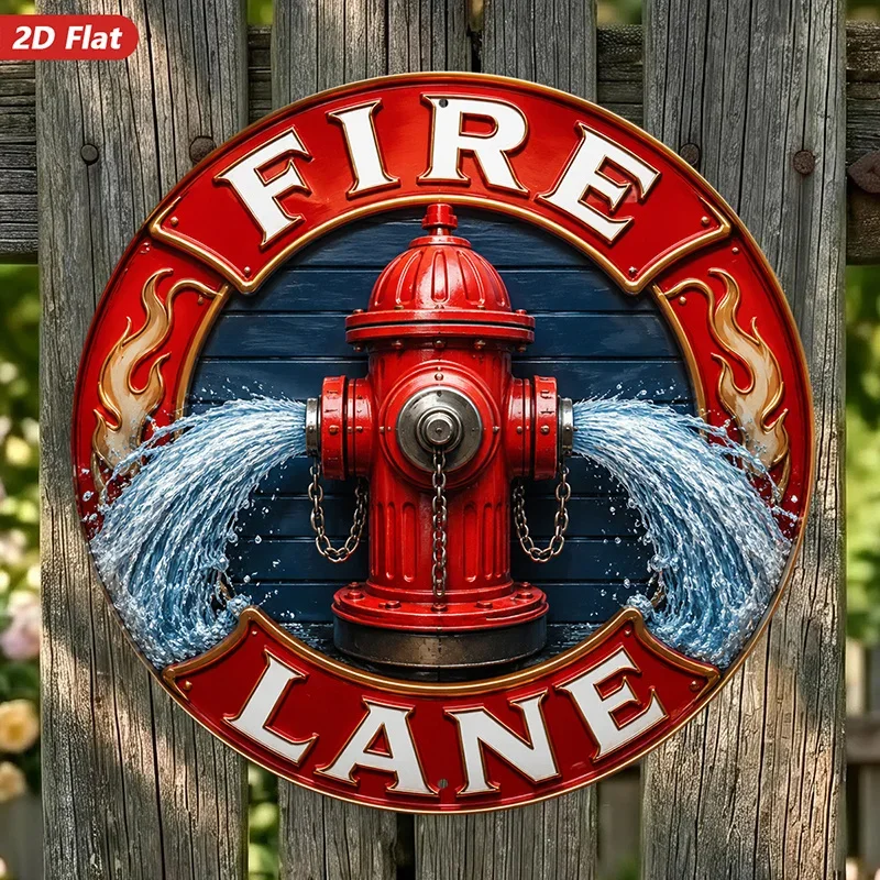 CIFbuy Rustic Fire Hydrant Flame Pattern Aluminum Wall Art Waterproof Wear Resistant Kitchen Study Living Room Decor