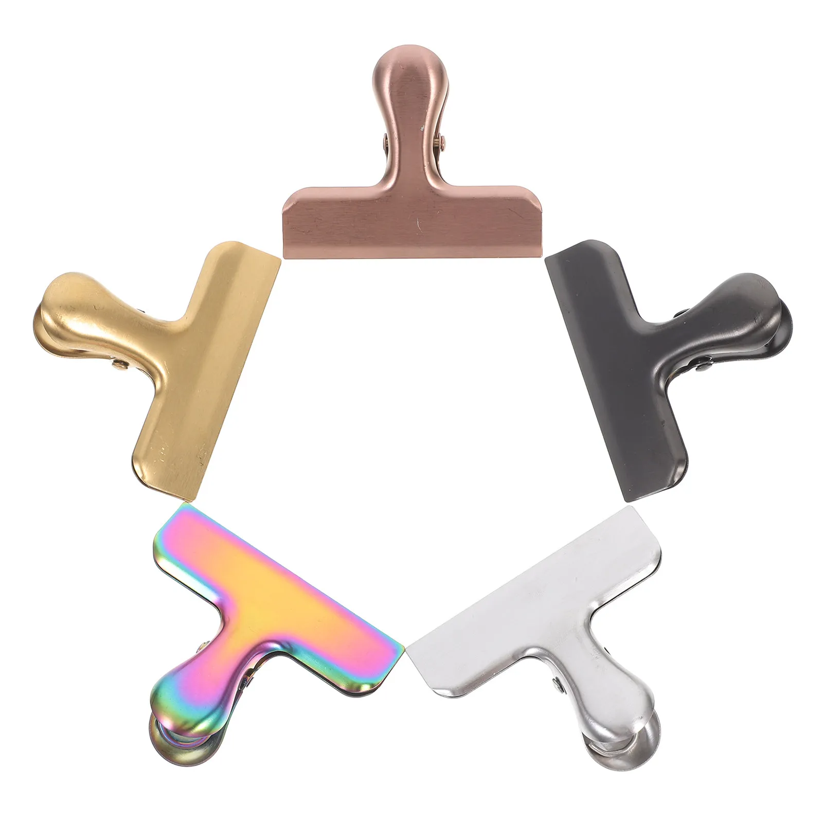 Juego de 5 Clips para Bolsas de Alimentos de Acero Inoxidable, Inspirados en Japón, con Forma de T, Sellado Hermético para Bolsas de Papas Fritas y Snacks, Reutilizables, para la Cocina