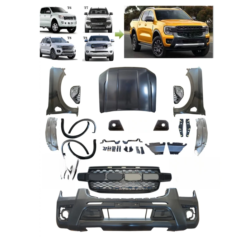 Body Kit With Bumper Hood 2012-2021 T6 T7 T8 Upgrade To Next Gen T9 Exterior Styling Conversion Parts
