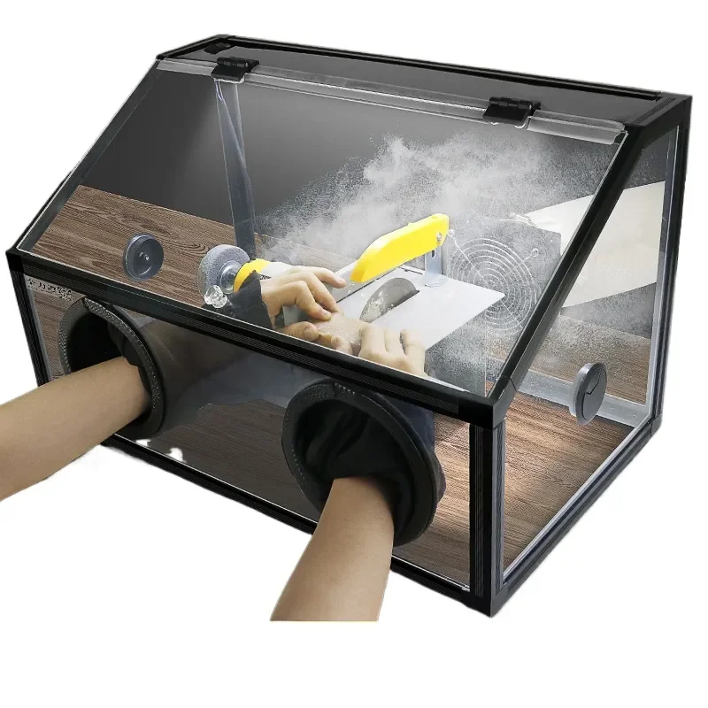Electric Grinding Machine Dust Collection Box Transparent Acrylic Cover For Jade Beeswax Wenwan Engraving Polishing Tool